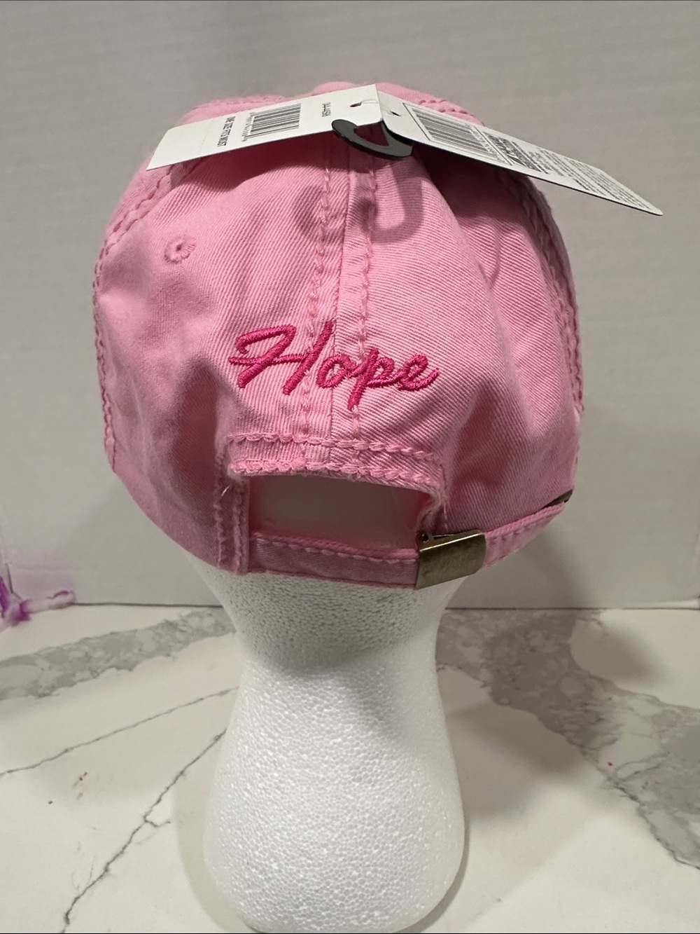 Pink Ribbon Distressed Baseball Cap - - Picture 5 of 8